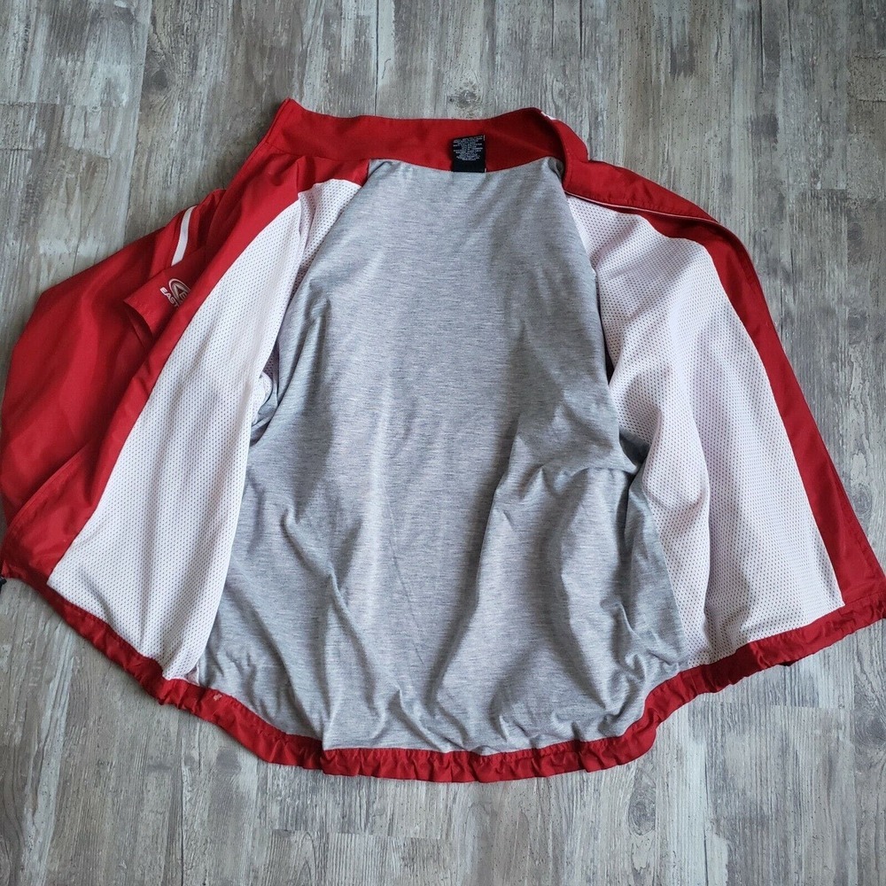 Easton Mens Vintage 80s 90s Jacket Red‎ Baseball Track Coach Vented Windbreaker - Picture 4 of 12